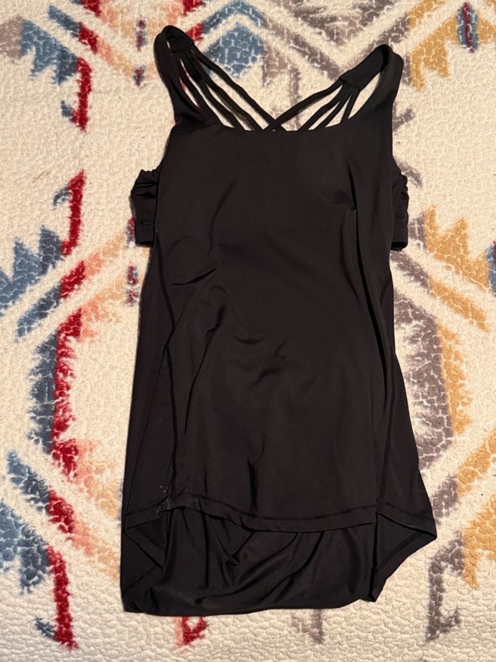 Black Strappy Women’s Athletic Top with built in Sports Bra